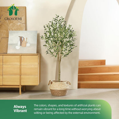CROSOFMI Künstlicher Olivenbaum 180cm Tropische Pflanze