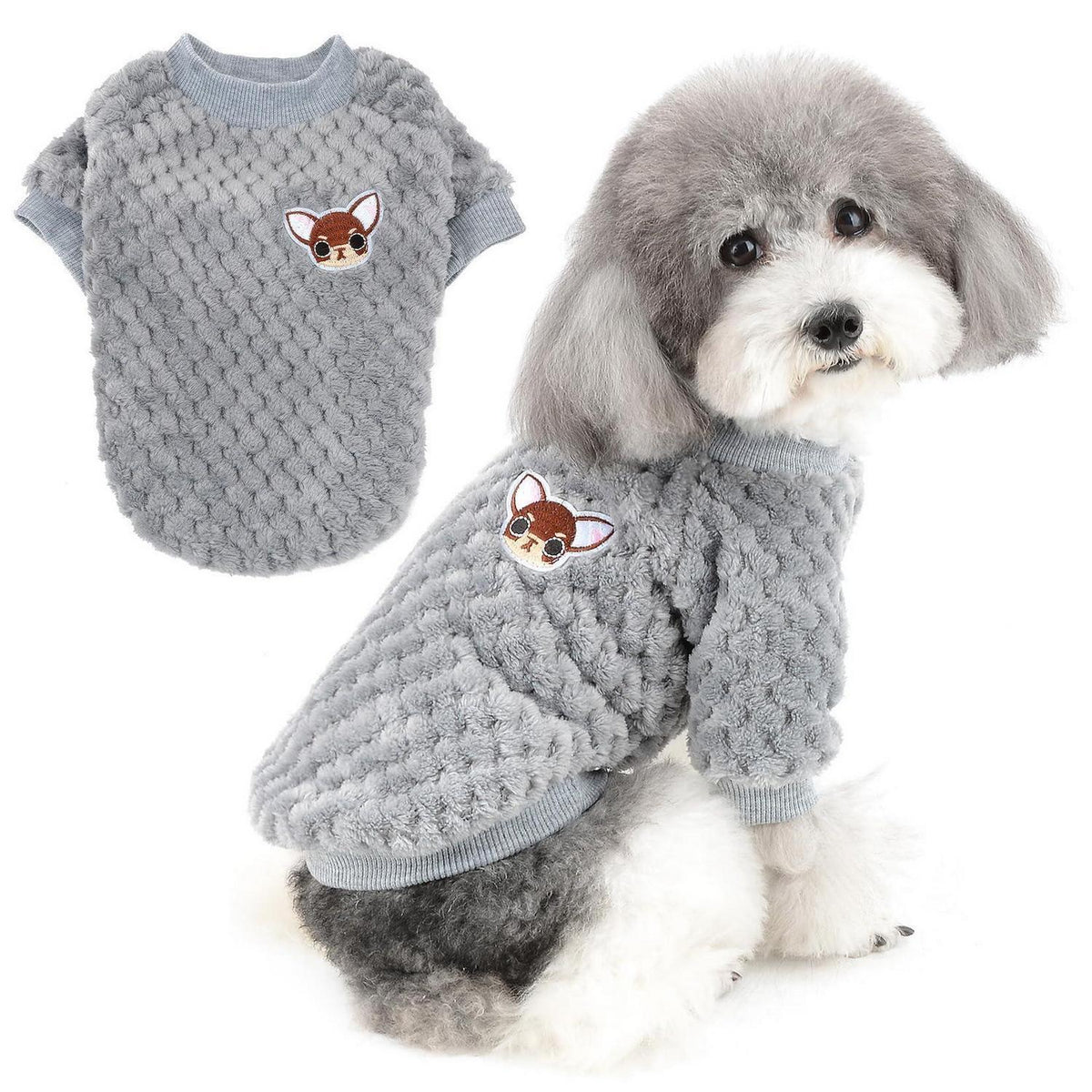 Hundepullover Fleece Wintermantel Grau XL