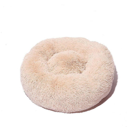 Rundes Hundebett Plüsch 120cm Hellbraun