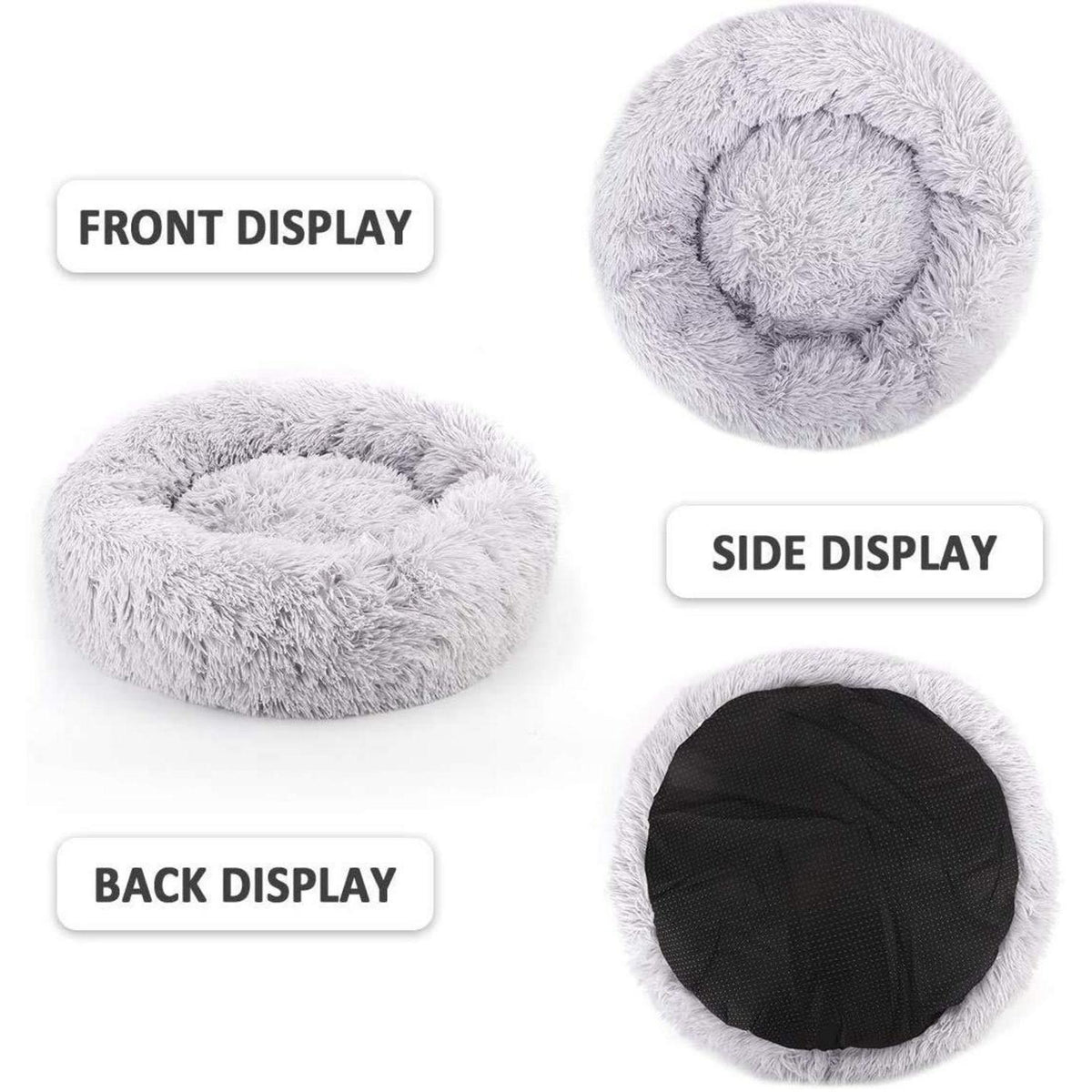 Hundebett Donut Braun 110cm – Weiches Plüschkissen für Große Hunde