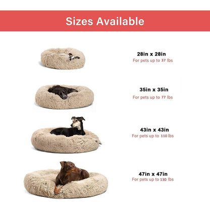 Hundebett Donut Braun 110cm – Weiches Plüschkissen für Große Hunde