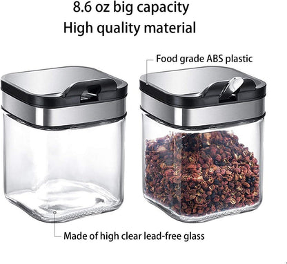 Glas Gewürzbehälter Set 3-teilig Schwarz 220ml mit Deckel
