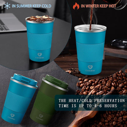 Isolierter Edelstahl Thermobecher 380ml Travel Mug Blue