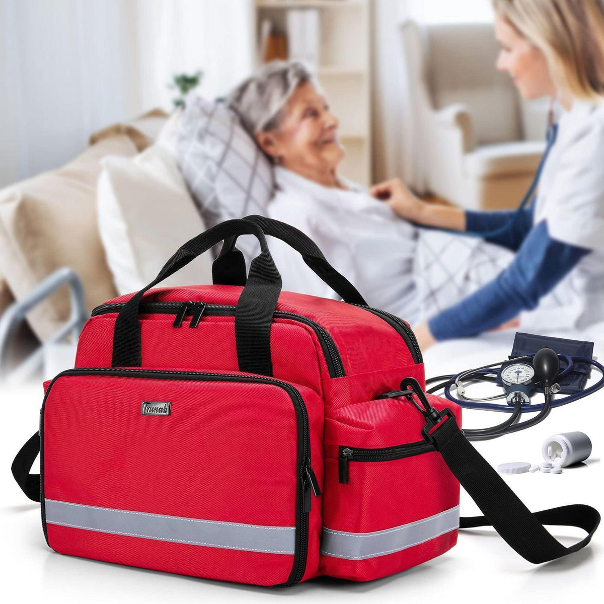 Krankenschwestertasche mit Schulterriemen, Rot – Große Kapazität