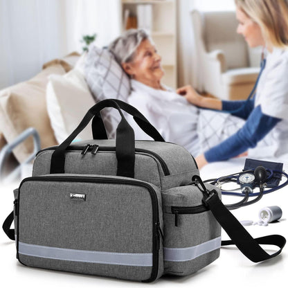 Krankenschwestertasche Grau – Große Kapazität & Reflektoren