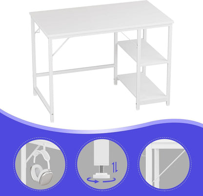 Schreibtisch Computertisch 152x60cm mit Seitenablagen Weiß JOISCOPE
