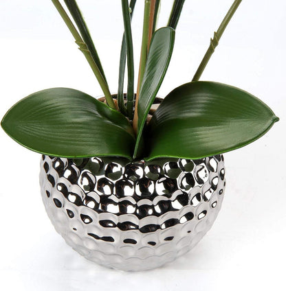 Moderne Kunstblume Orchidee Phalaenopsis Rosa 49cm Deko im Keramiktopf