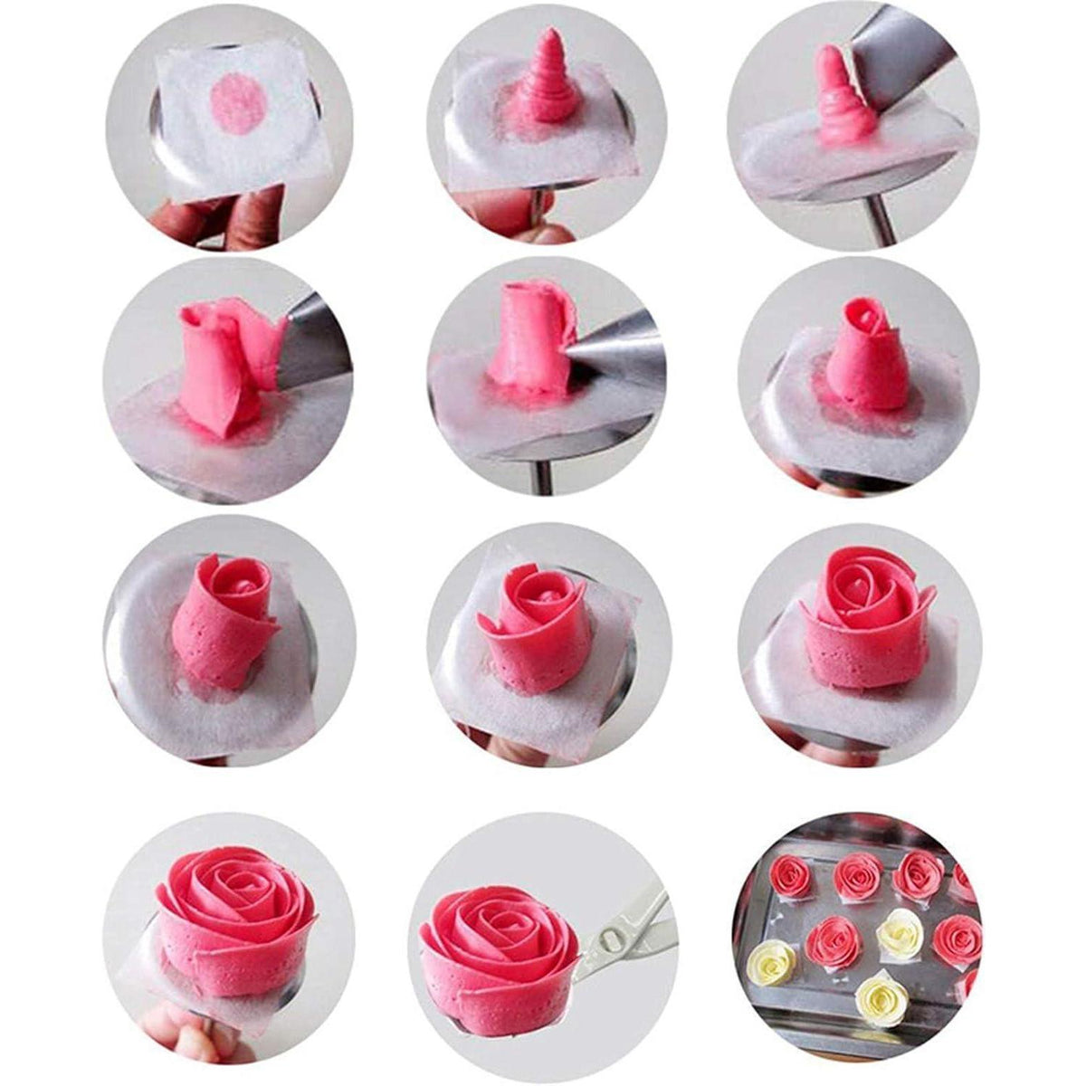 Kuchen Dekoration Set: 7 Spritztüllen & Blumenwerkzeug