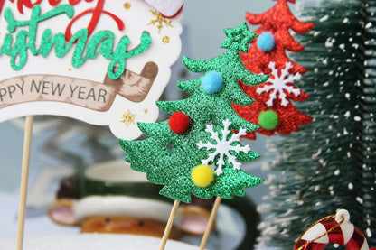 Weihnachtsbaum Cake Topper Merry Christmas Kuchendeko Festliche Regendeko