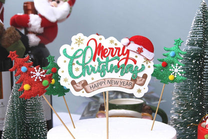 Regendeko Weihnachtsbaum Cake Topper Weihnachtsmütze 5 Stück