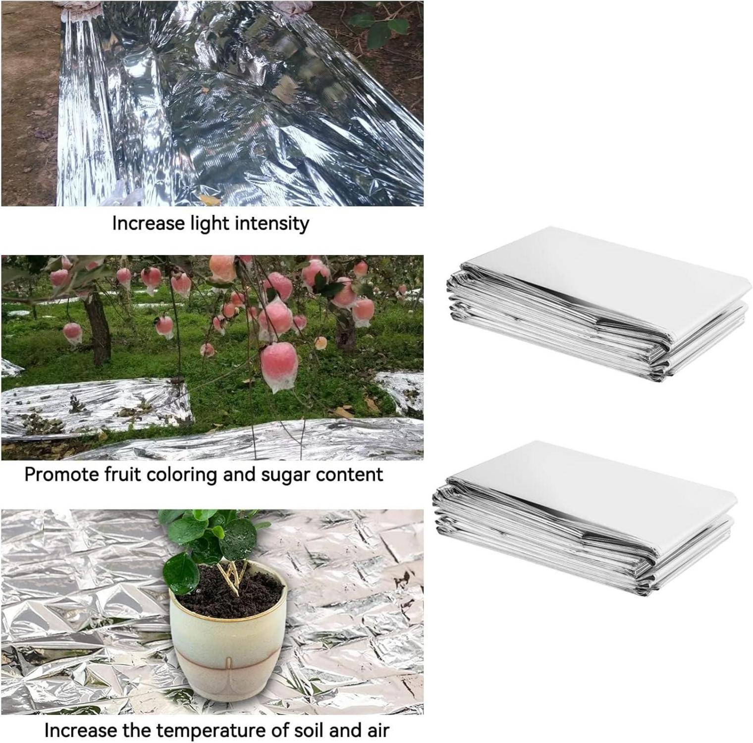 2er Pack Pflanze Reflektierende Film PETP-Folie 210×120cm Garten Gewächshaus