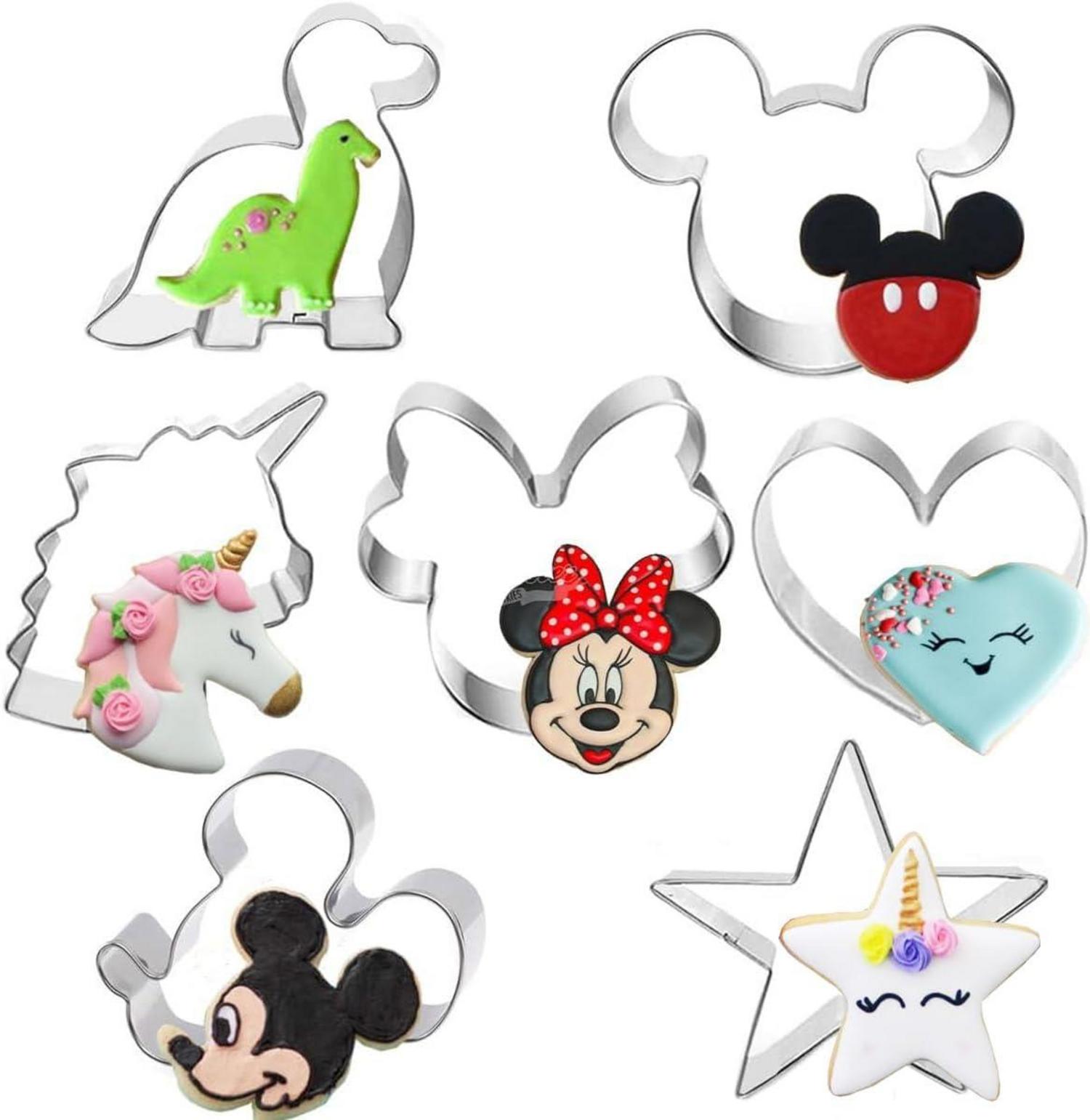 Ausstechformen Mickey Mouse, Minnie, Dinosaurier, Herz, Stern
