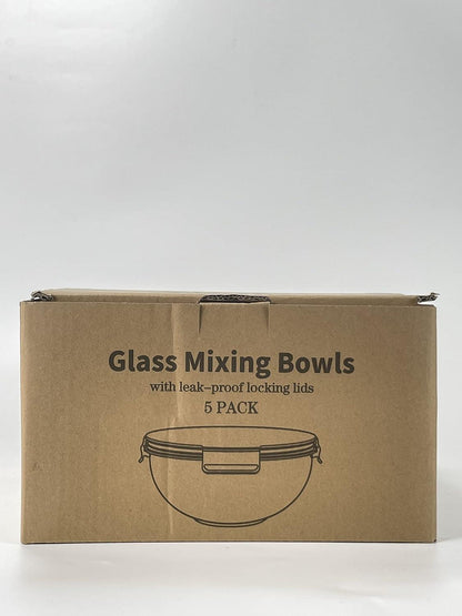 Luvan 5-teiliges Glasschüssel Set mit Deckeln, Salatschüsseln aus Glas, BPA-frei