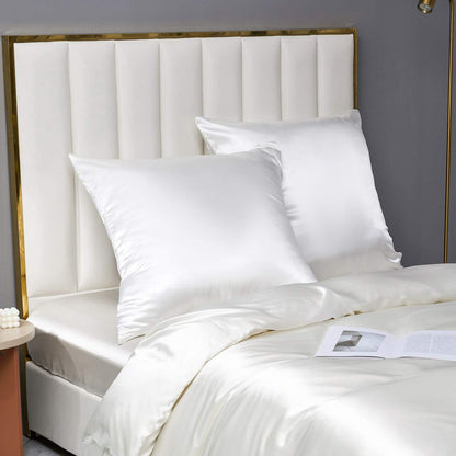 Satin Bettwäsche Set Weiß 220x240cm + 2x 80x80cm