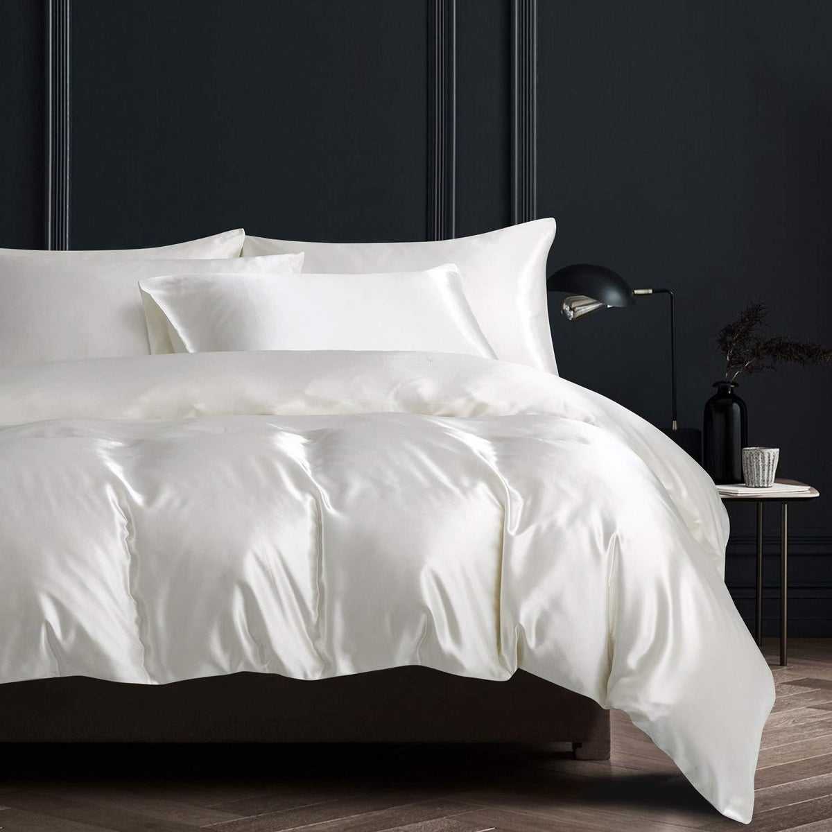 Satin Bettwäsche Set 200x200cm Weiß – Luxus & Glanz
