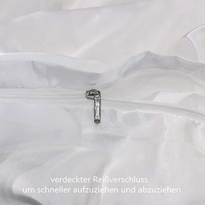 Satin Bettwäsche Set 200x200cm Weiß – Luxus & Glanz