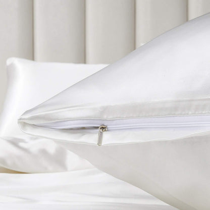 Satin Bettwäsche Set Weiß 135x200cm - 4-teilig