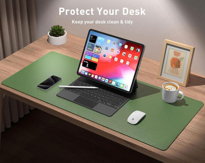 Große Schreibtischunterlage Mauspad Büro PU-Leder wasserdicht Olive Green