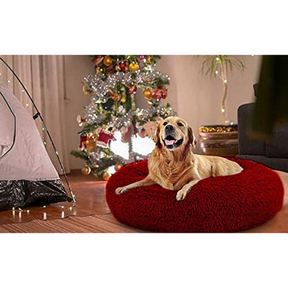 Plüsch Hundehöhle Rot – Bequemes Hundekissen 100x100x20cm