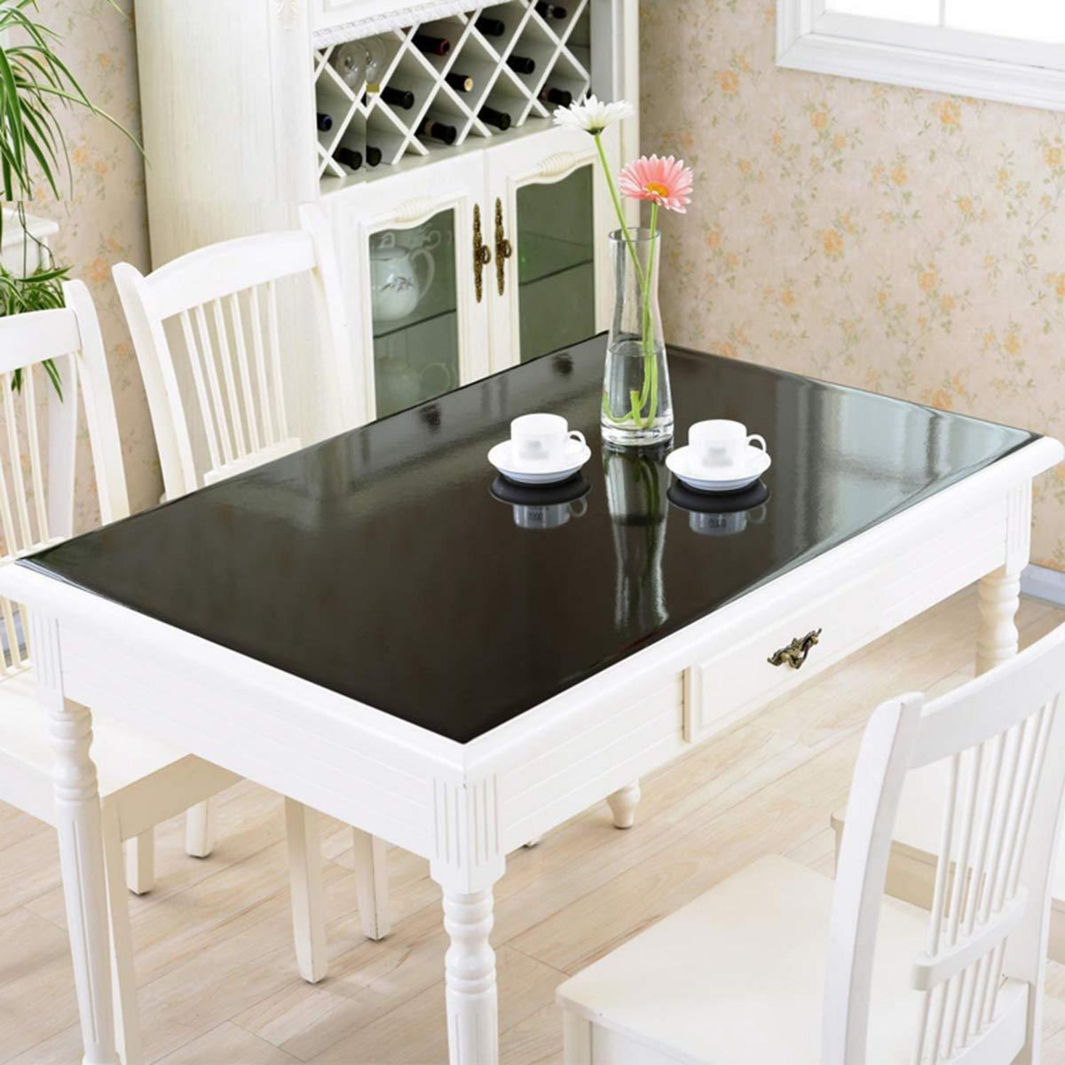 PVC Tischdecke wasserdicht 90x200cm Schwarz
