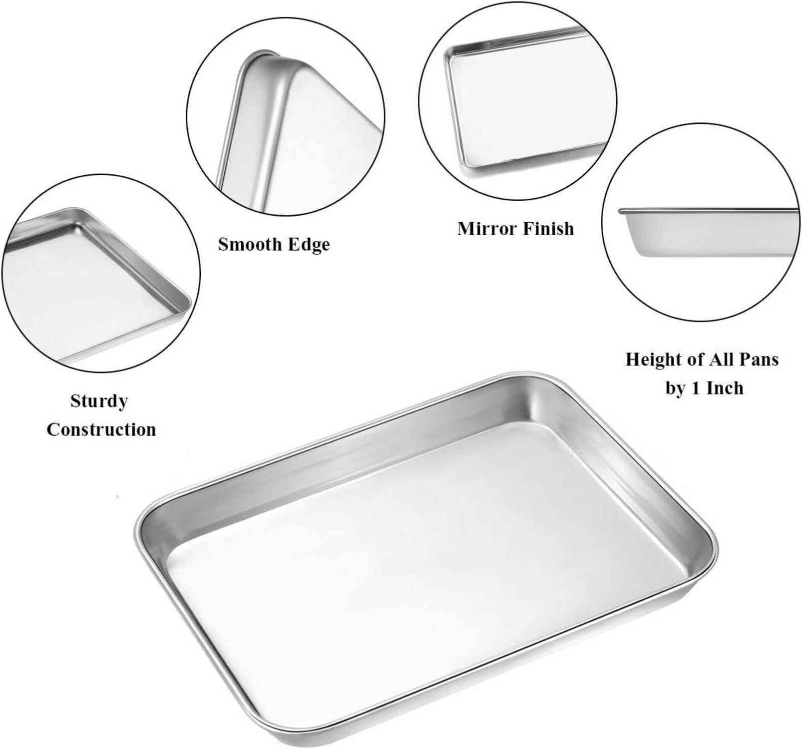 Edelstahl Backblech Set 2 Stück 22.9 x 17.8 x 2.5 cm Spülmaschinenfest