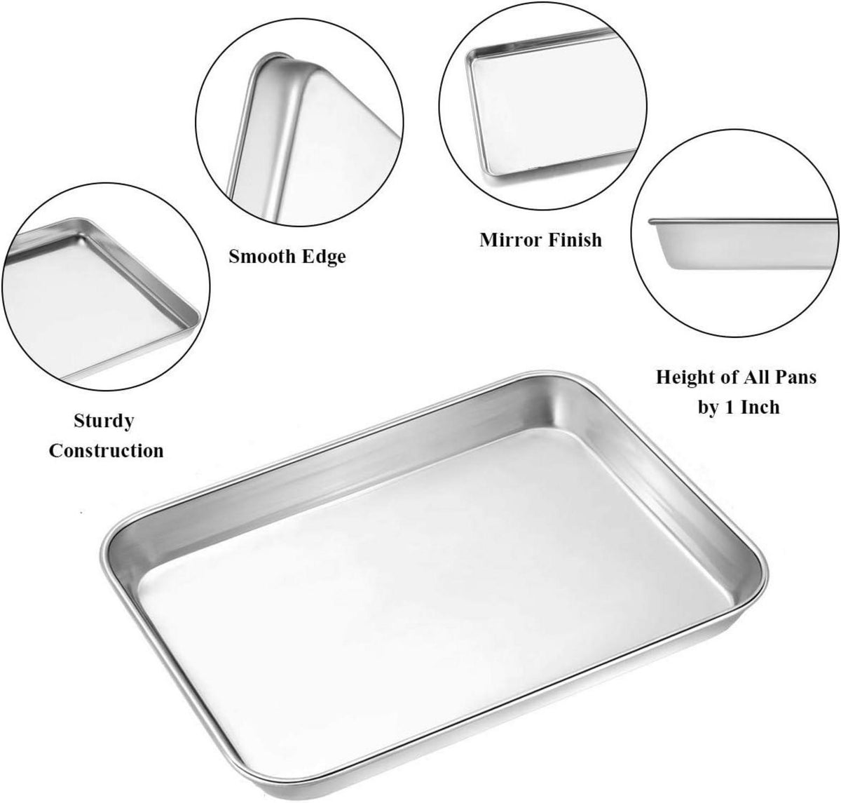 Edelstahl Backblech Set 2er-Pack, Gesund & langlebig, 25.4 x 20.3 x