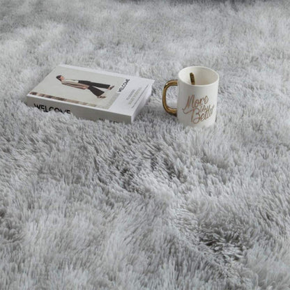 Hochflor Teppich 160x200cm Wohnzimmer Schlafzimmer Grau