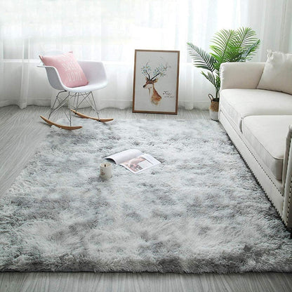Hochflor Teppich 160x200cm Wohnzimmer Schlafzimmer Grau