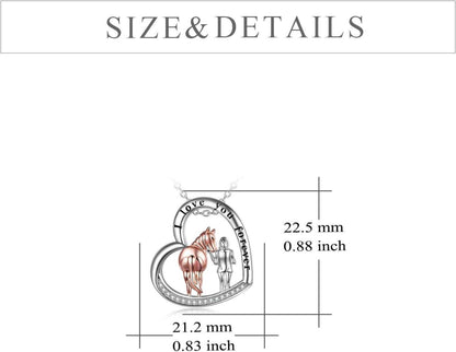 Sterling Silber Herzanhänger Halskette für Mädchen - Pferd Dinosaurier Axolotl Schmuck