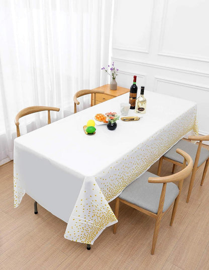 2er Set Weiße/Goldene Party Tischdecken Rechteck Tisch, Gold Dot Geburtstag