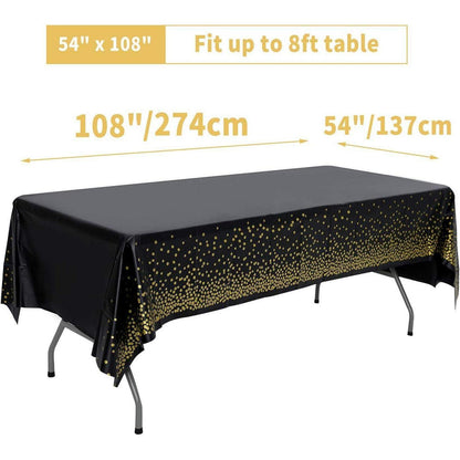 2er Pack Schwarzgold Party Tischdecke 137cm x 274cm für