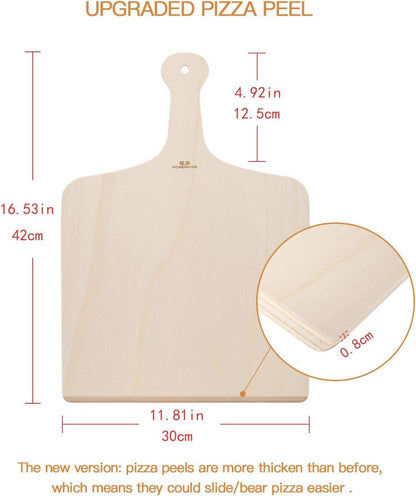 Pizzaschieber Holz Pizzaschaufel Flammkuchenbrett 3er Set