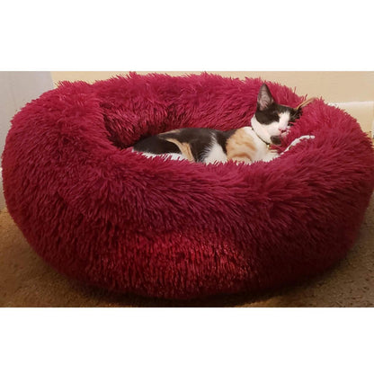 Flauschiges Hundebett Rund – Rotwein, Ø 120cm