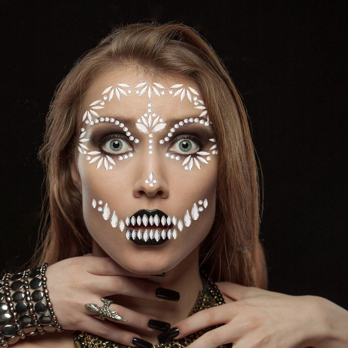 Gesicht Edelsteine Halloween Festival Glitzer Gesicht