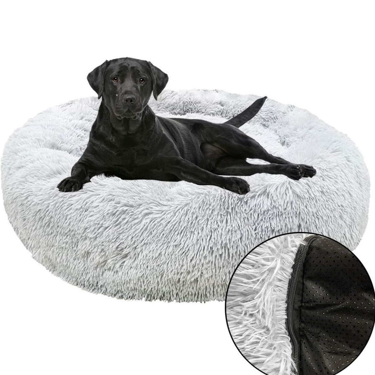 Deluxe Hundebett Sofa – Rundes Plüschkissen 120 Grau