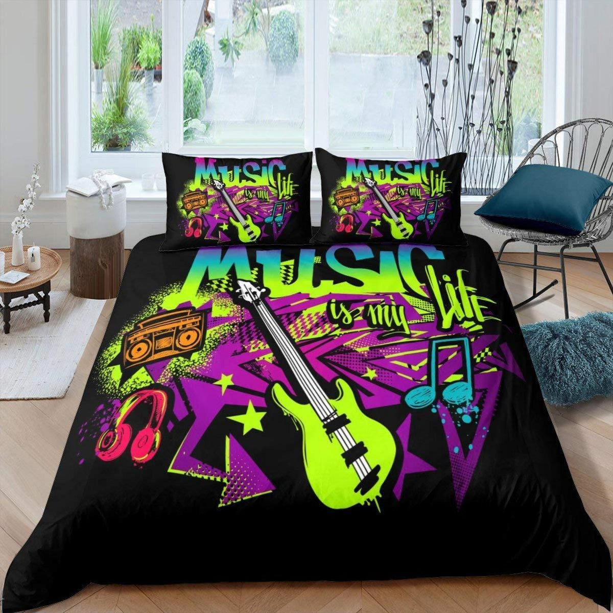 Teenager Gitarren Bettbezug 200x200 – Musik Rock Kinder Schlafzimmer