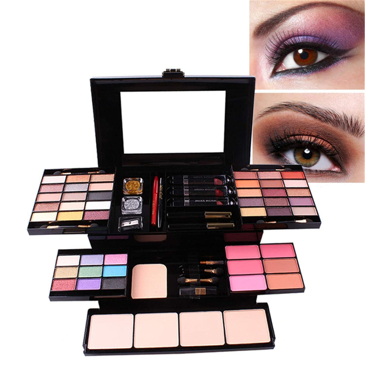 54-teiliges Make-up Set – Schminkkoffer für Gesicht, Augen & Lippen