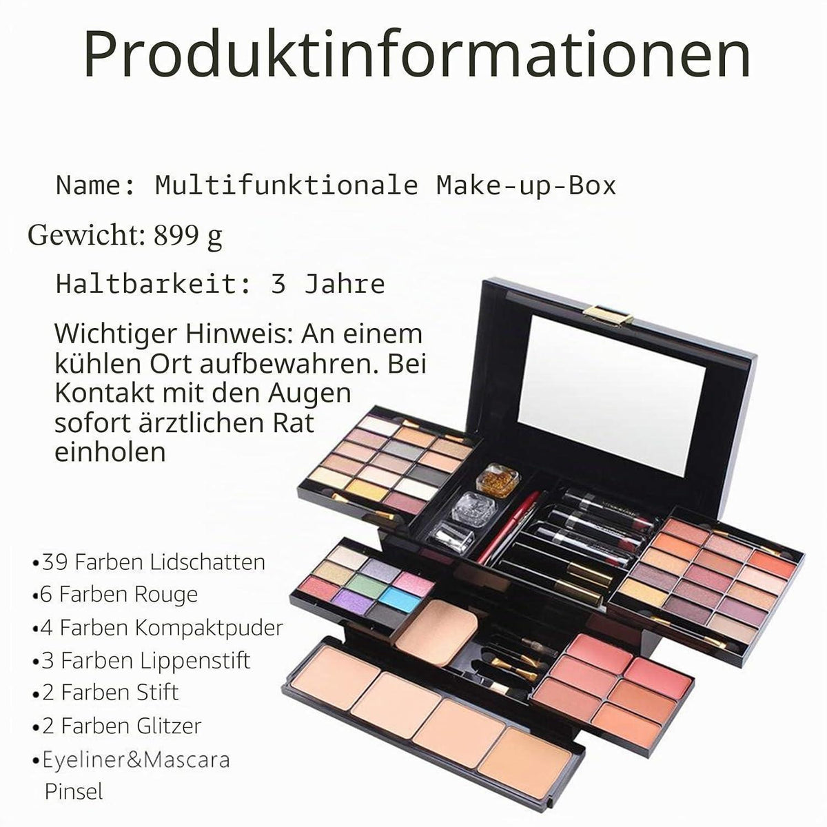 54-teiliges Make-up Set – Schminkkoffer für Gesicht, Augen & Lippen
