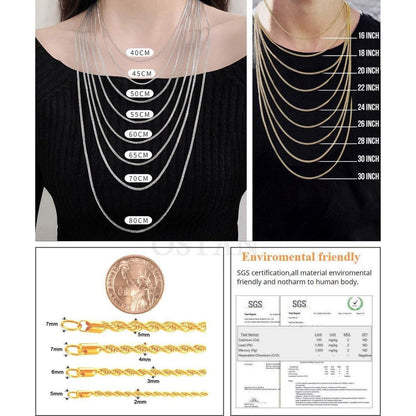 Herren Damen Edelstahl Seilkette Verdreht 2-5mm 45-80cm Gold