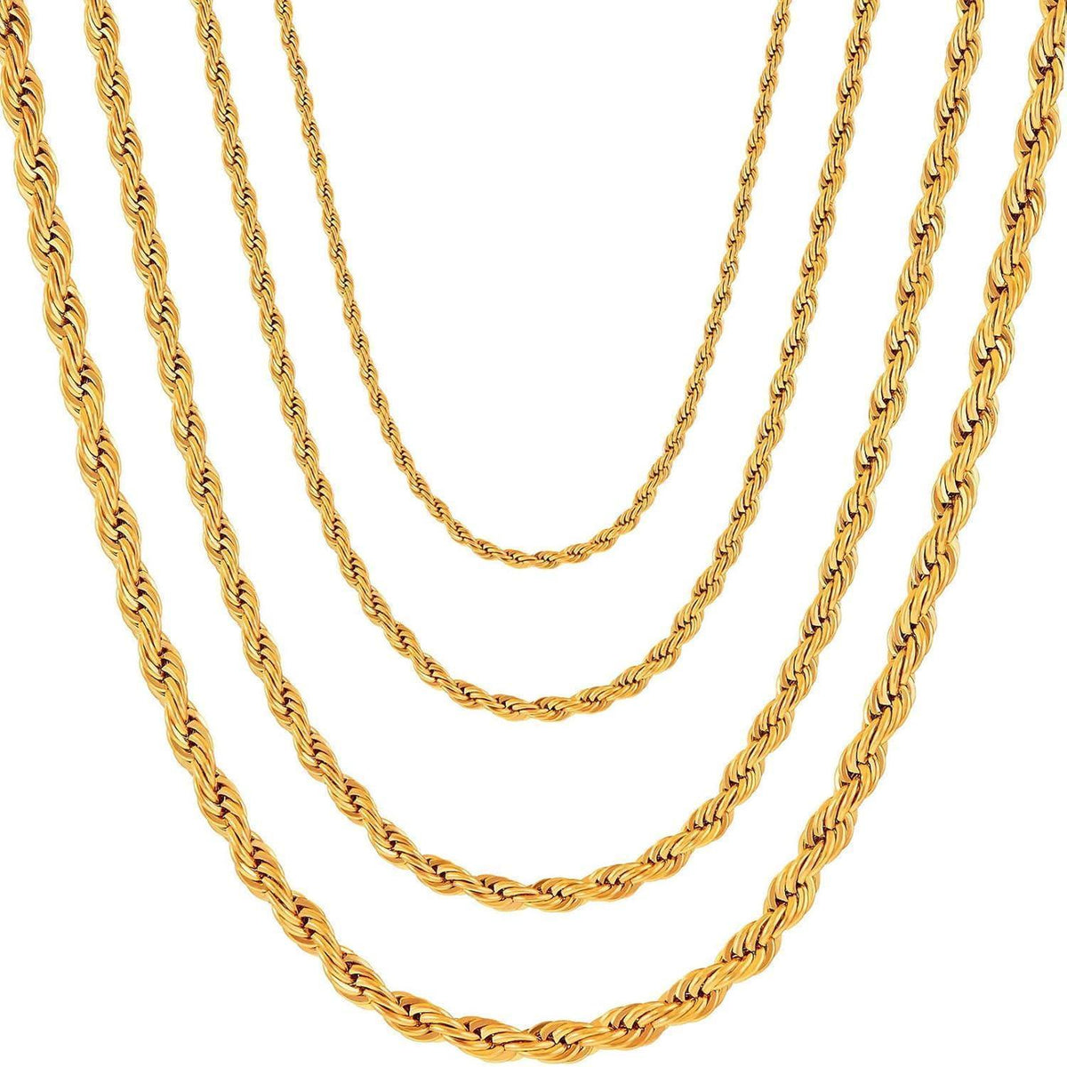 Herren Damen Halskette Edelstahl Verdrehte Kette 2-5mm Gold 45-80cm