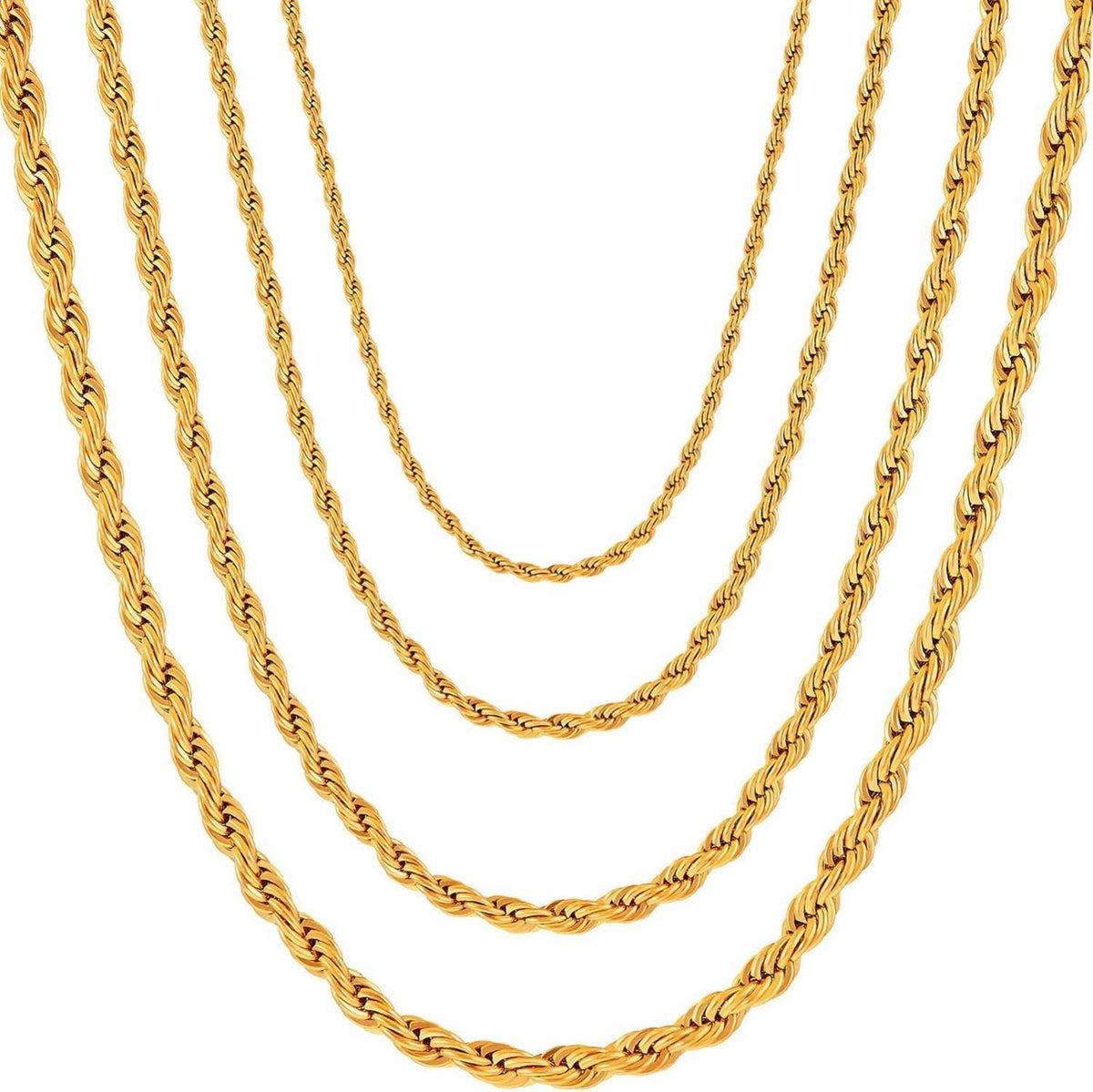 Halskette Edelstahl Seilkette Kette 2-5mm Gold 45-80cm