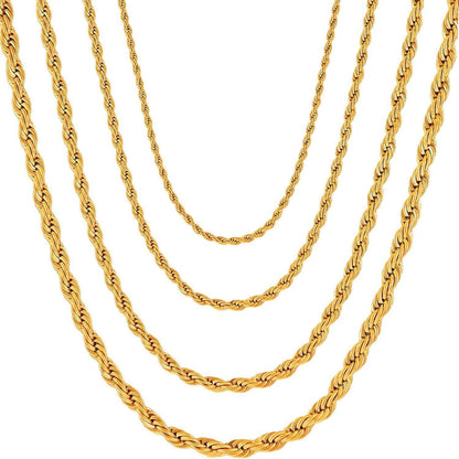 Halskette Edelstahl Seilkette Kette 2-5mm Gold 45-80cm