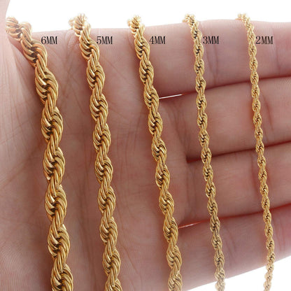 Herren Damen Halskette Edelstahl Seilkette 2-5mm 45-80cm Gold