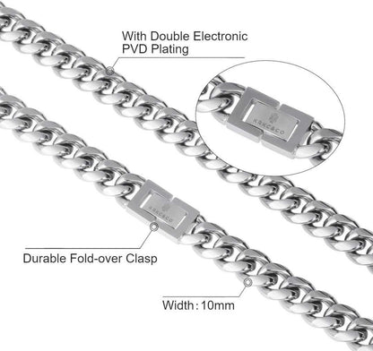 Panzerkette Herren Halskette Gold Silber Cuban Link Kette 10/12/14mm