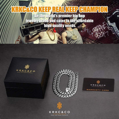Panzerkette Herren 10/12/14mm 18K Gold beschichtet Cuban Link Chain