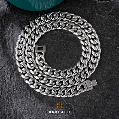 Herren Panzerkette 18K Gold beschichtet 10/12/14mm Cuban Link Silberkette 61cm