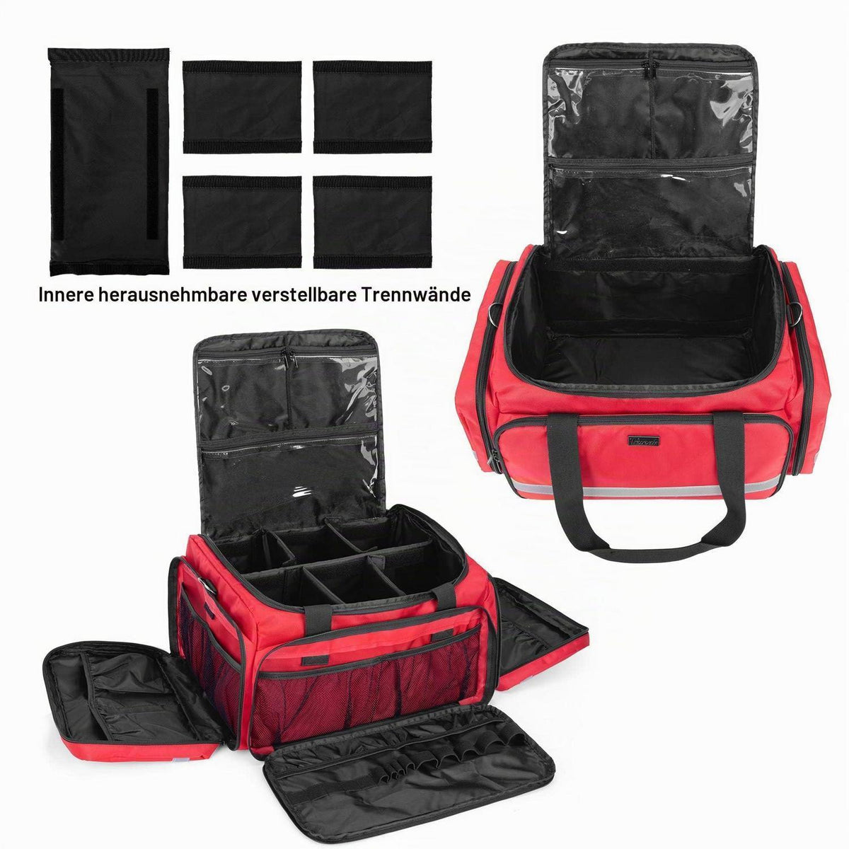 Erste Hilfe Tasche mit Trennwänden & Rutschfestem Boden Rot