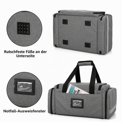Erste Hilfe Tasche mit Trennwänden & Rutschfestem Boden Grau