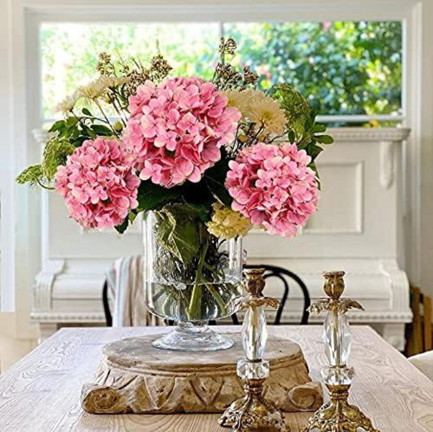 Künstliche Hortensie Blumen Real-Touch Kunstblumen Hydrangea Kunstzweige Blumengesteck 2 Stück Light Coral