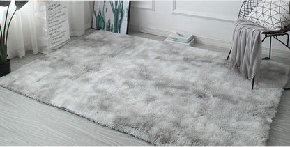 Moderne Plüsch Shaggy Teppich 80x160 cm Anti-Rutsch Hellgrau